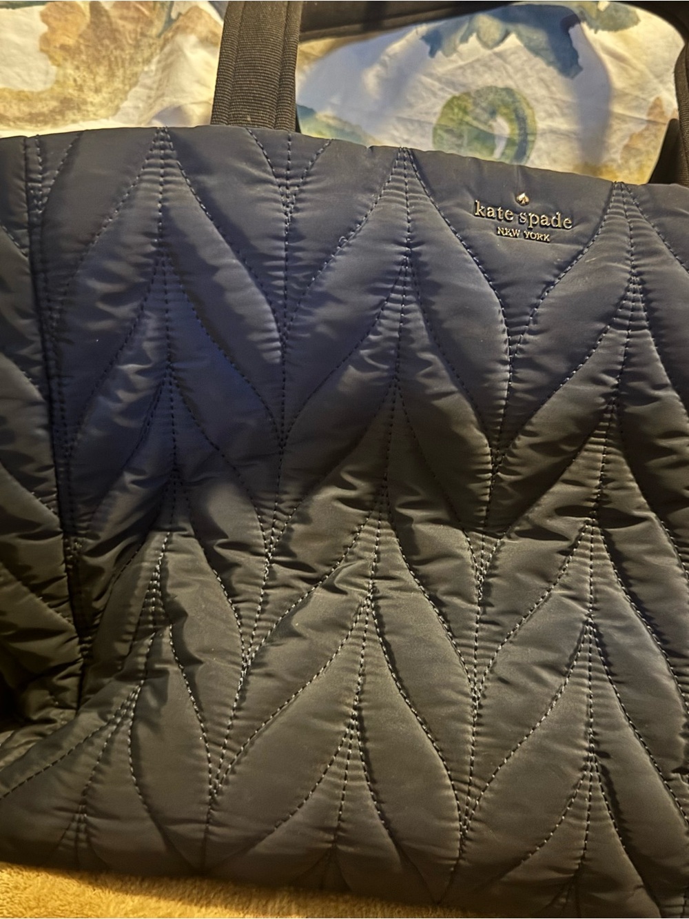 kate spade Quilted Navy Puffer Tote Jacket-Style Bag
